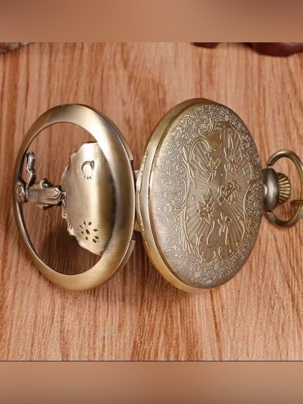 Pocket Watch Vintage Bronze Hollow Design Little Prince Necklace Pendant - Picture 3 of 6
